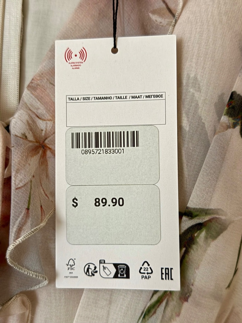 Zara Floral Cut-Out Ruffle Dress Cream Multicoloured Size XS - Picture 5 of 6